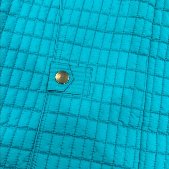 Women’s Peck & Peck quilted vest turquoise / teal L full zipper pockets - Picture 7 of 10